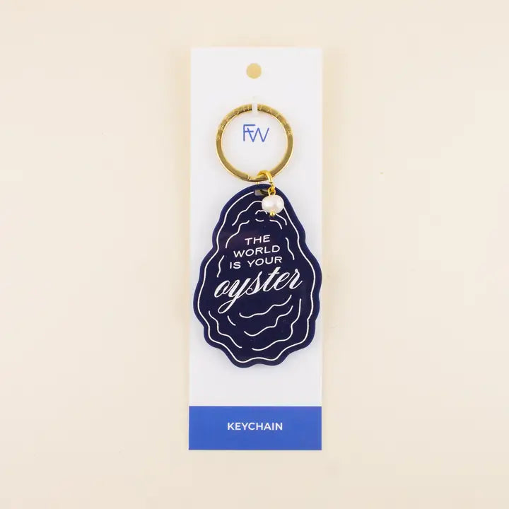 World Is Your Oyster Shell Keychain