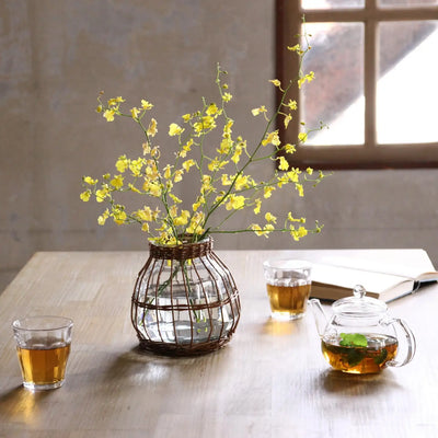 Basket Glass Flower Vase
