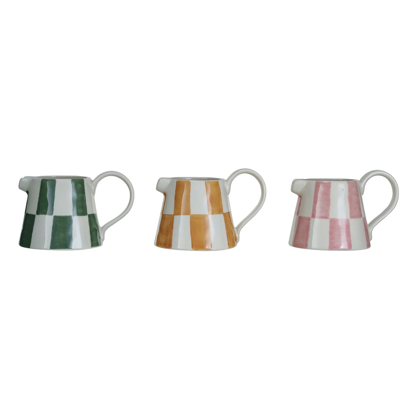 Stoneware Pitcher Check Pattern - Yellow