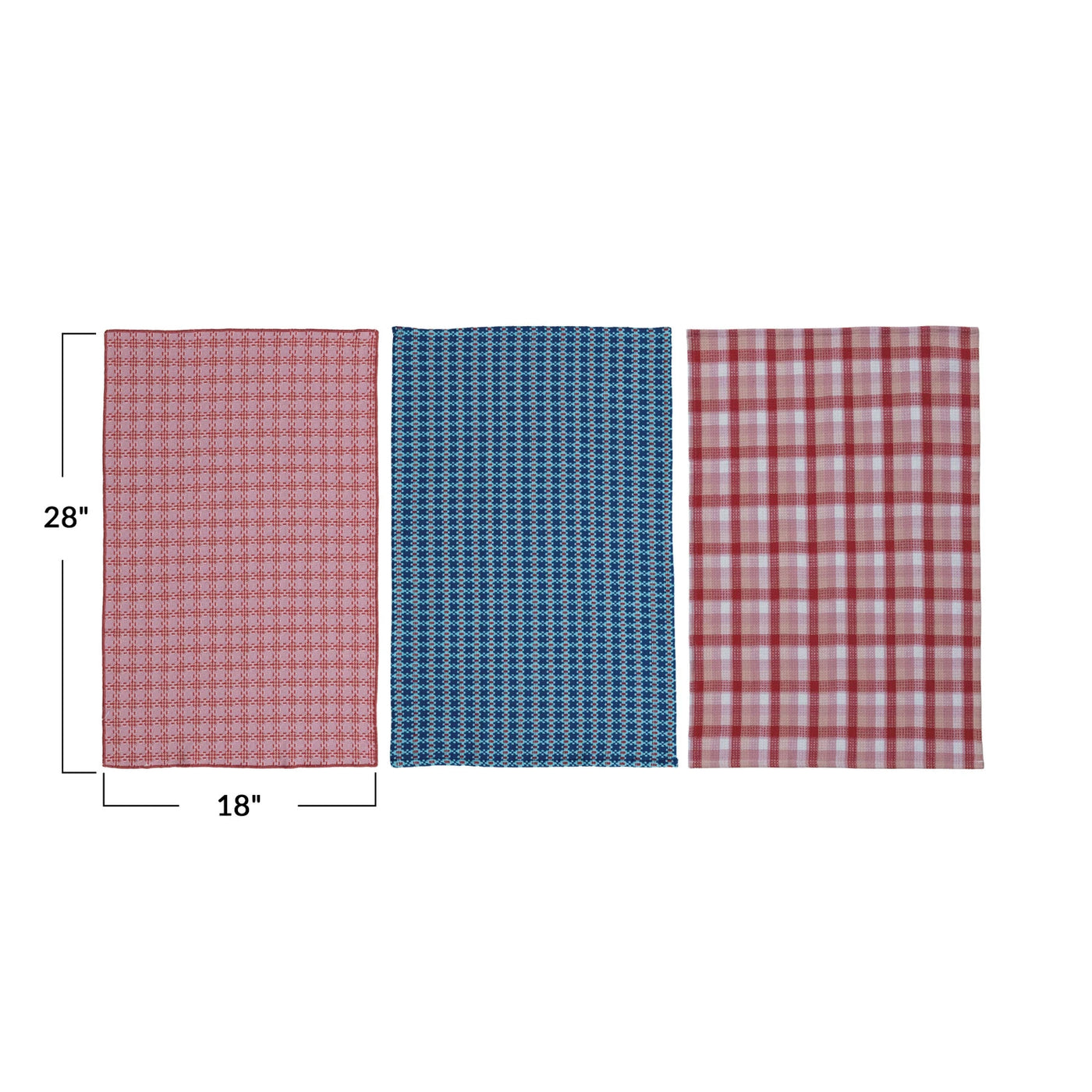 Cotton Waffle Weave Tea Towel w/ Stitched Edge, 3 Colors