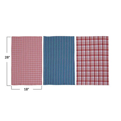Cotton Waffle Weave Tea Towel w/ Stitched Edge, 3 Colors