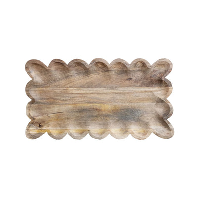 Mango Wood Tray, Scalloped Edge
