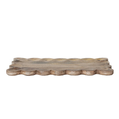 Mango Wood Tray, Scalloped Edge