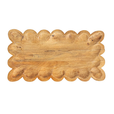 Mango Wood Tray, Scalloped Edge