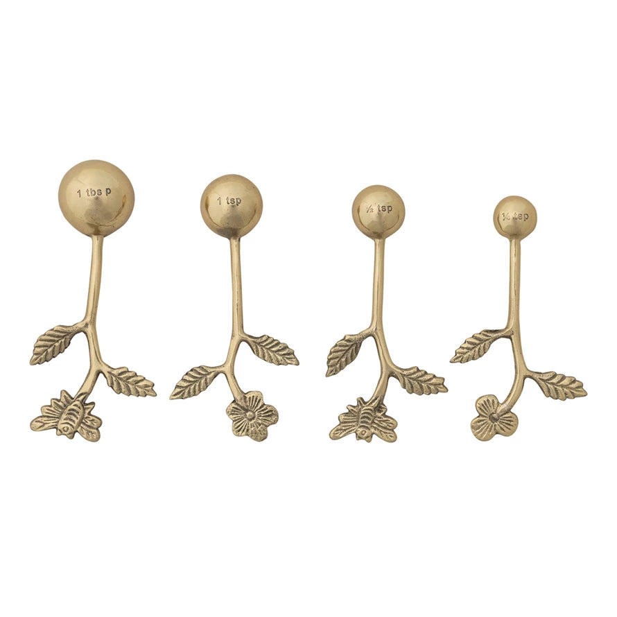 Aluminum Measuring Spoons Leaf & Flowers, Set of 4