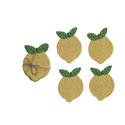 Beaded Lemon Coasters, Set of 4