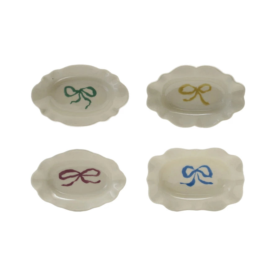 Stoneware Scalloped Bow Dish, 4 Colors