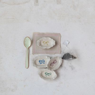 Stoneware Scalloped Bow Dish, 4 Colors