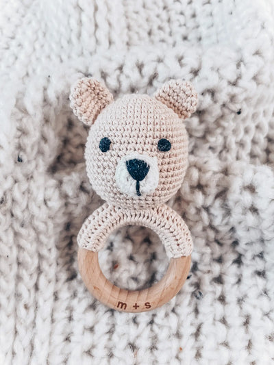 Light Brown Bear Hand Crochet Rattle