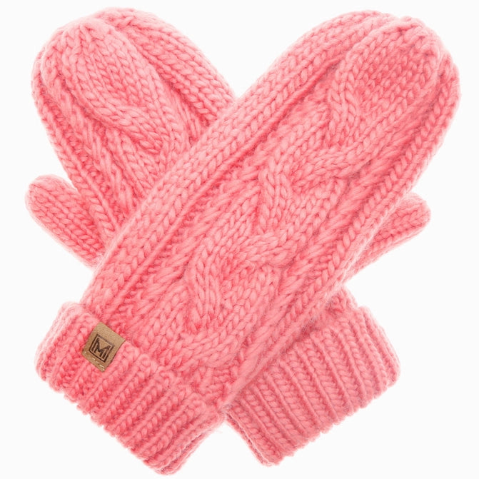 Winter Cable Knit Fleece Lined Mittens