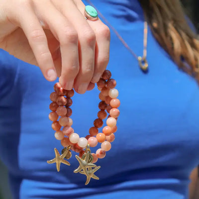 Starfish Charm Bracelet in Pink Aventurine