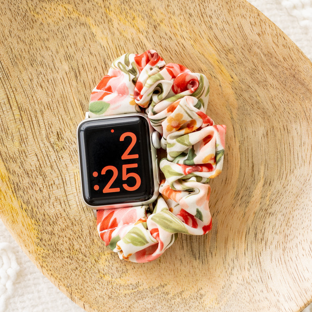 Spring Garden Floral Scrunchie Apple Watch Band | Comfortable Fit
