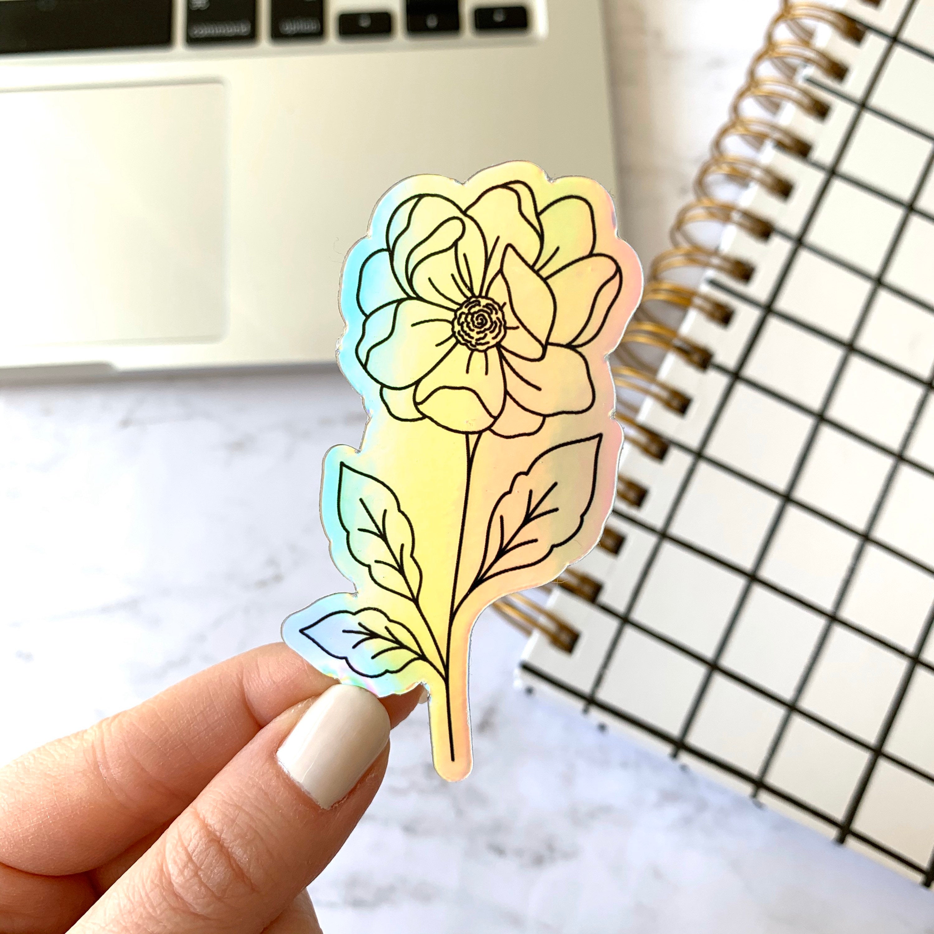 Holographic Anemone Sticker, 3x1.5"